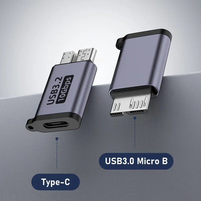 Adaptateur Micro B USB 3.0 mâle vers type C femelle, connecteur pour disque dur externe HDD, câble