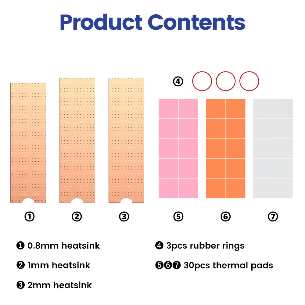 JEYI Copper M.2 Heatsink, NVMe 2280 SSD Copper Cooler Solid State Disk Radiator with Thermal Silicone Pad for Laptop Desktop