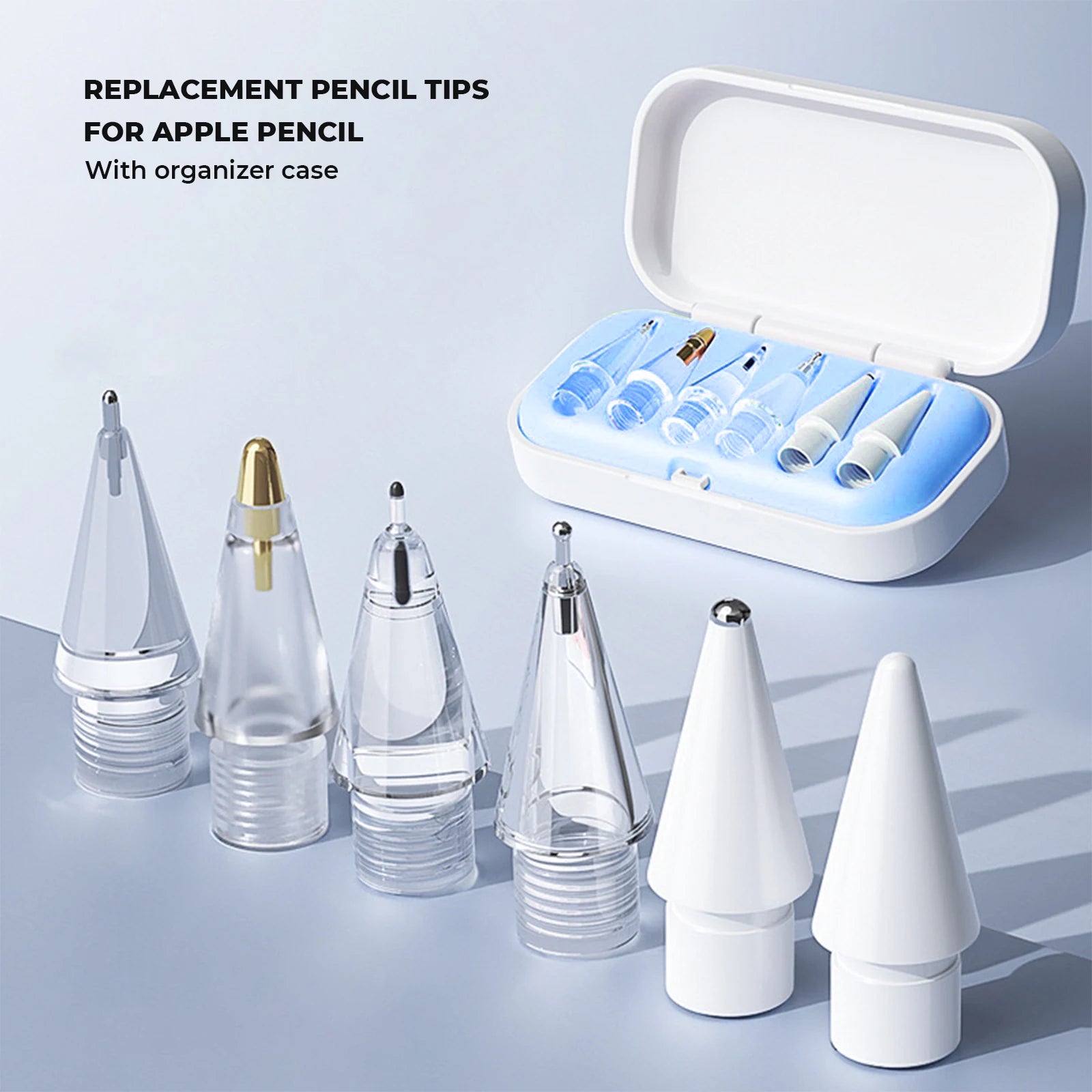 6/4 in 1Replacement Pencil Tips For Apple Pencil Pro/2nd Gen/1st Gen/USB-C, Upgraded iPad Pen Tips With Storage Case