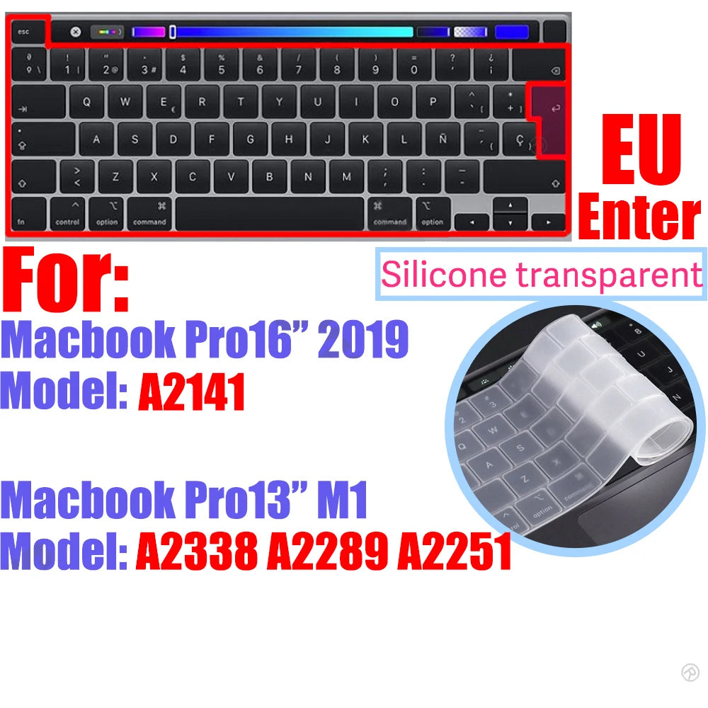 CaseBuy Premium Silicone Keyboard Cover Ultra Thin for MacBook Pro 14 16" M4 M3 M2 M1 Pro/Max, Air 15" 13.6" M3 M2, Cl