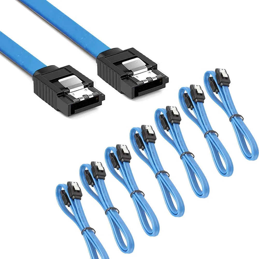 12-Pack SATA Data Cable 90 Degree Right Angle SATA III 6.0 Gbps Cable Black with Locking SATA Cable For HDD SSD CD DVD Drives