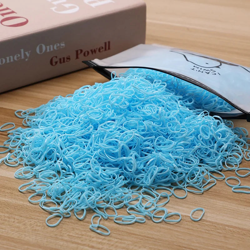 500/1000/2000pcs Girls Colourful Disposable Rubber Band Hair Ties Headband Children Ponytail Holder Bands Kids Hair Accessories