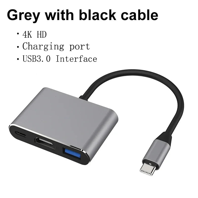 3 In 1 Usb C Hub With 100 Watt Power Delivery Usb  4K Hdmi Compatible For Macbook Surface Chrome Steam Deck Stable Smart Adapter