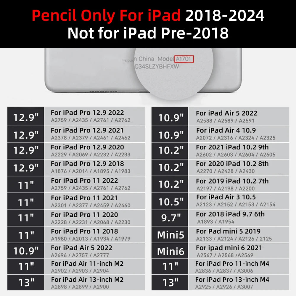 For iPad Pencil 2025 M3 Stylus Pen for Air 6 M2 Pro M4 with Palm Rejection Tilt for iPad Pro 11 12.9 13 7/8/9/10/11th mini 5 6 7