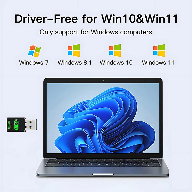 2 IN 1 USB WiFi Bluetooth Adapter 600Mbps 2.4G/5GHz Dual Band Wi-Fi 5 Dongle High-Speed Wireless Network Card Receiver Laptop PC