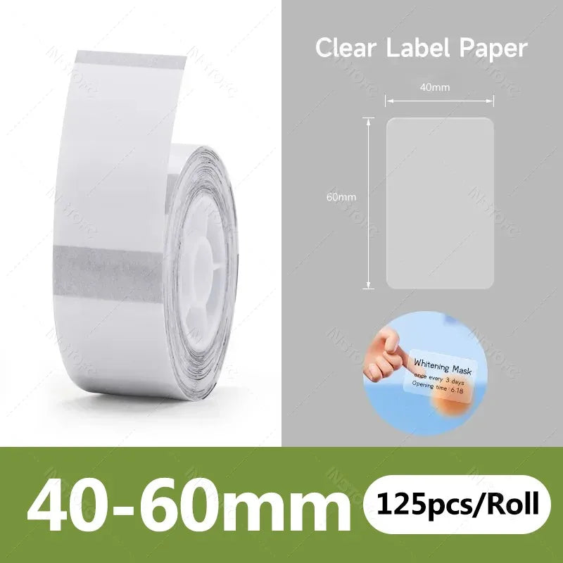 Original Niimbot B21/B1/B3S/B31 White Transparent Label Sticker Big Size Self-adhesive Waterproof Price Tag Thermal Paper