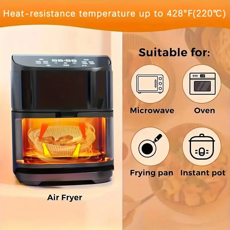 50-300pcs Disposable Air Fryer Paper Round/Square Special Paper Food Silicon Oil Paper Air Fryer Liners Baking Paper