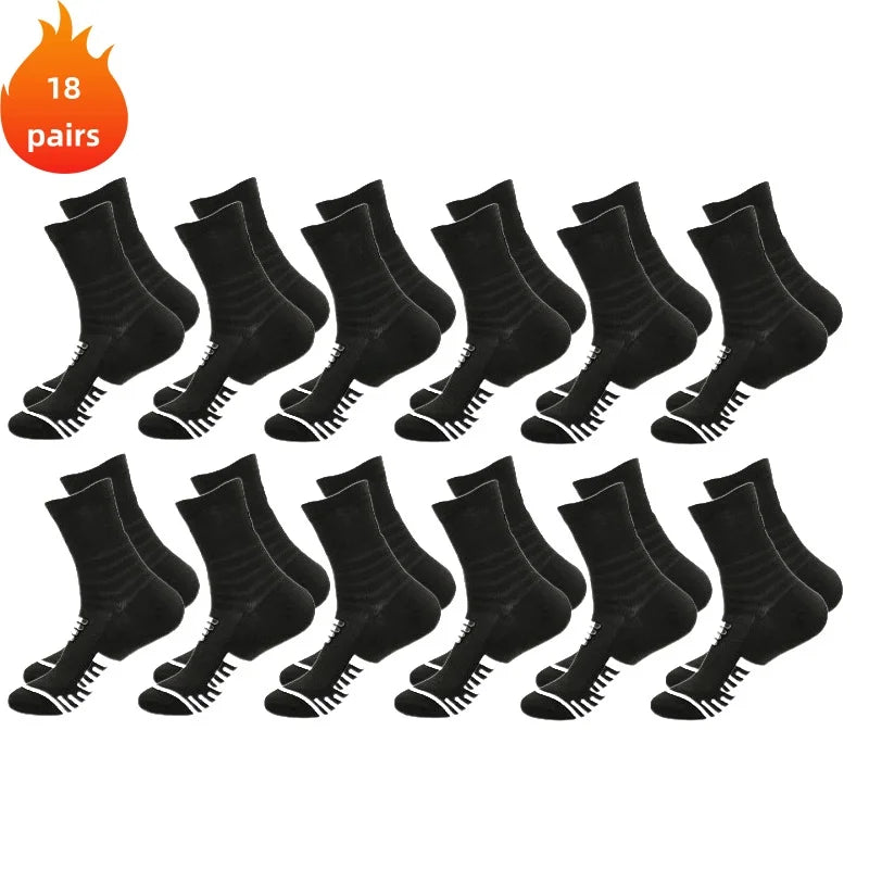 3 Pairs Men's Comfort Fit Cushion Performance Athletic Crew Socks For Outdoor Sports
