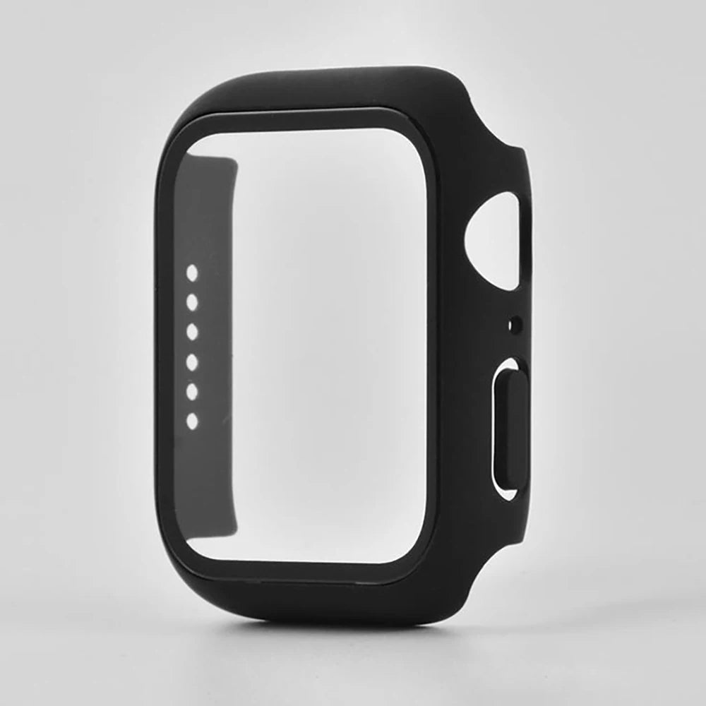 Glass+Case For Apple Watch 8 7 45mm 44mm 41mm 40mm PC Screen Protector Cover iwatch Series 3/4/5/6/SE/7/8 SmartWatch Accessories