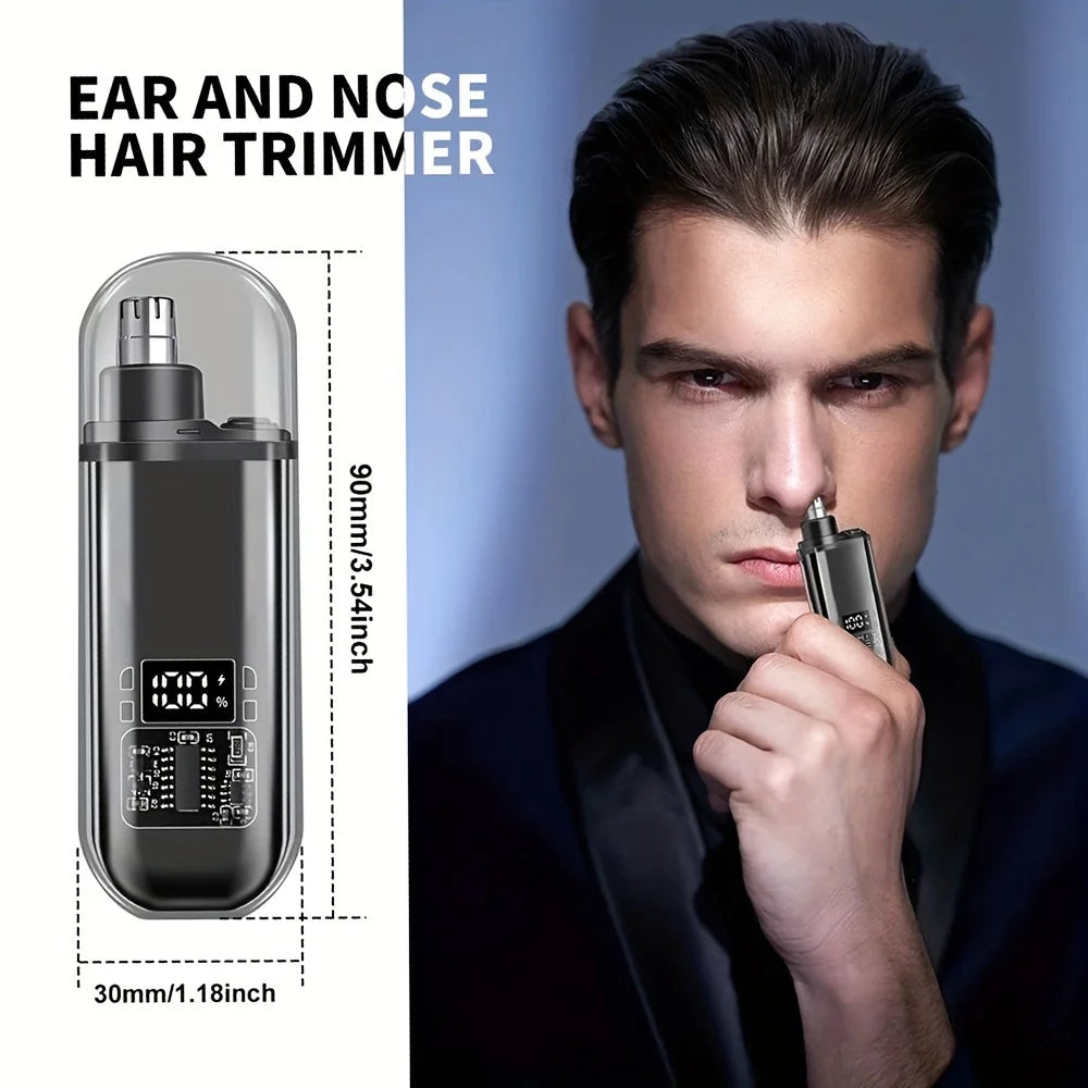 Suitable for men, USB charging nose and ear hair trimmer portable electric nose hair clipper, mini compact design, quick chargin