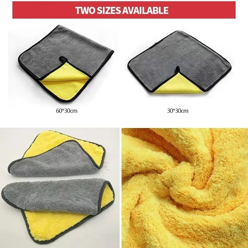 Car Microfiber Cleaning Towels Thicken Double Layer Soft Drying Cloth Towel Car Care Detailing Towel Wash Rags
