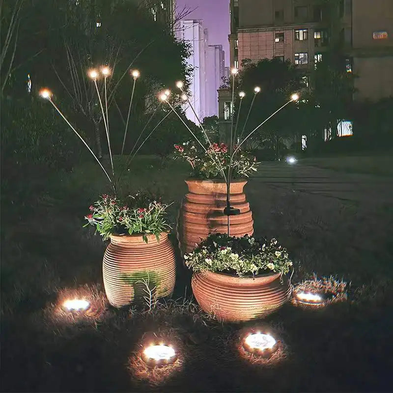Solar LED Lights Garden Firework Warm Lights Outdoor 6/8 LEDs Waterproof Firefly Lawn Lamps Patio Pathway Decoration