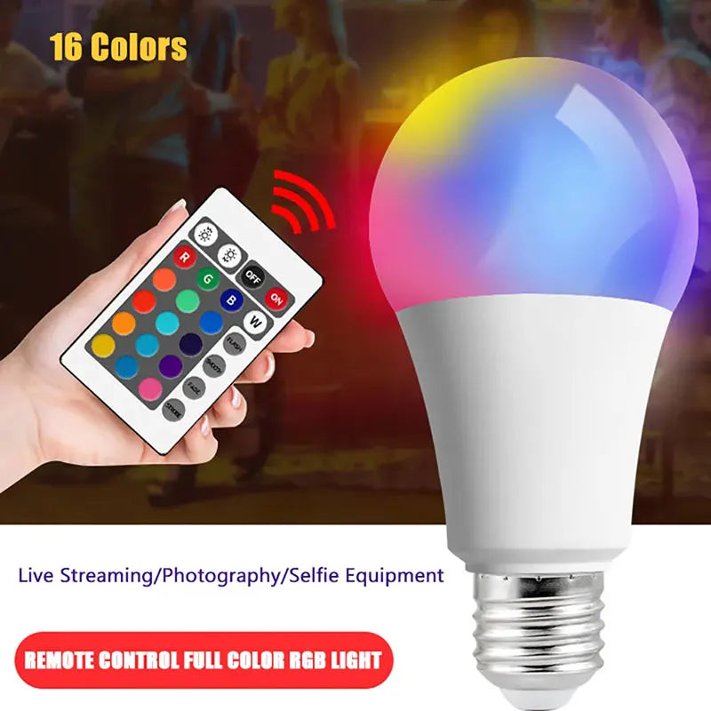 E27 RGB LED Light Bulb White Lamp Spotlight 220V with IR Remote Control Color Changing Multicolor for Bedroom Party Home Decor