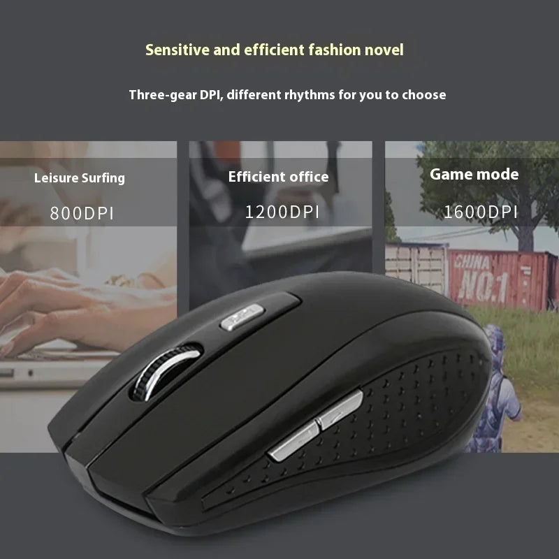 2.4G Wireless Mouse Silent Mouse Portable Charging Mobile Optical Office Mouse Adjustable DPI Level for Laptop