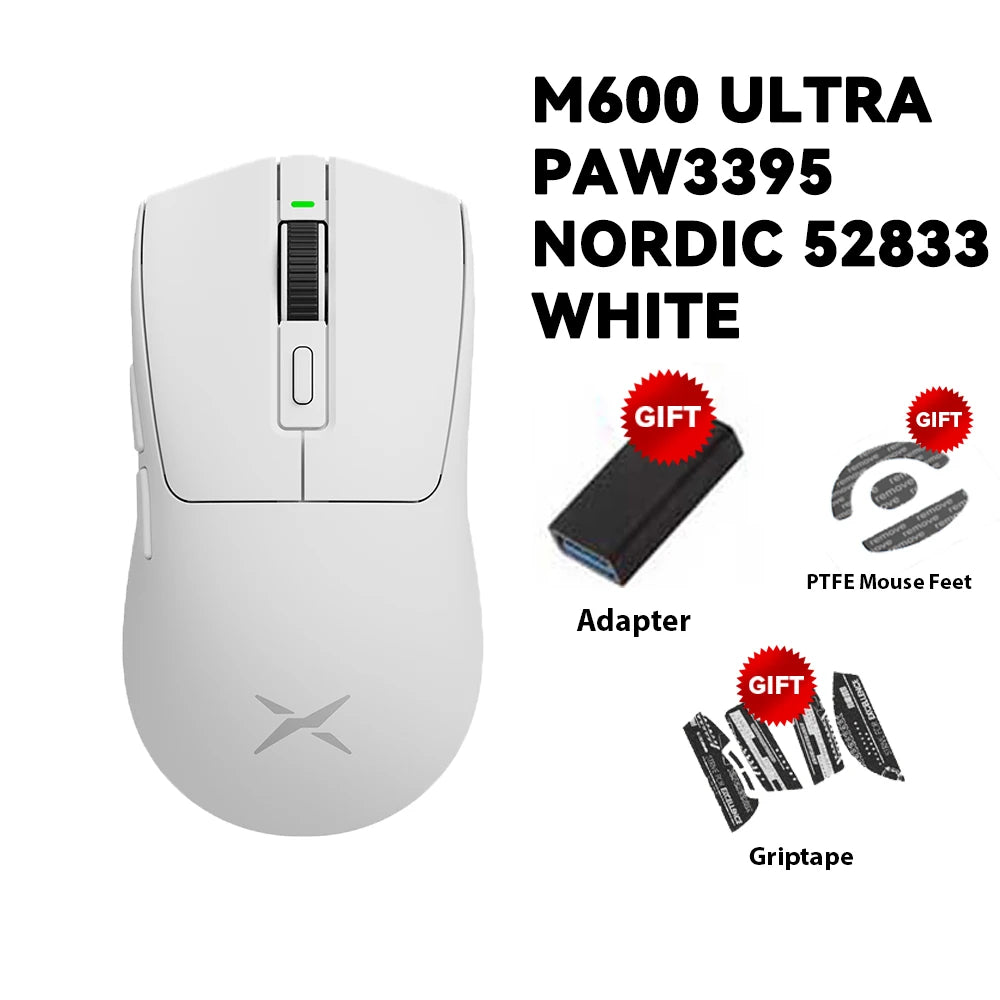 Delux M600 Series Wireless Gaming Mouse 52g Lightweight 2.4G Dual Mode Connection 26000DPI Macro Rechargeable Mice for PC Gamer