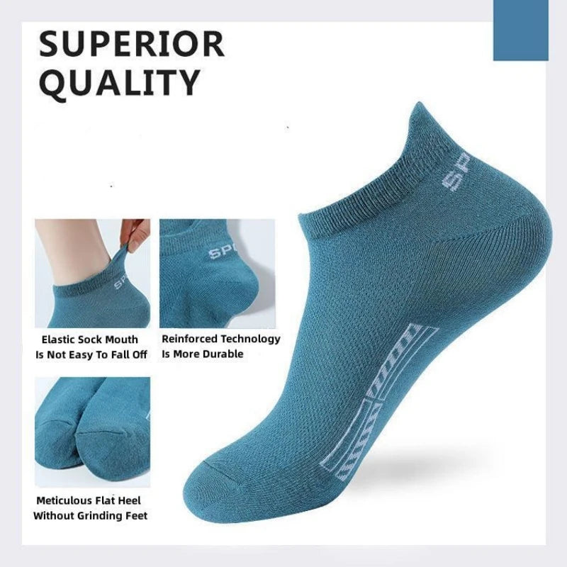 5Pairs High Quality Men Ankle Socks Breathable Cotton Sports Socks Mesh Casual Athletic Summer Thin Cut Short Sokken Size 38-45