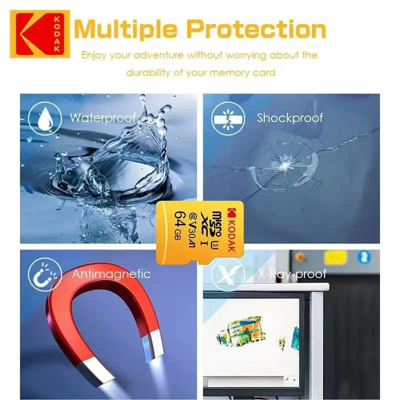 Original KODAK MicroSD Card 64GB 32GB Memori Memory Card C10 TF Micro SD SDXC 128GB 256GB 512GB U3 V30 4K For Phone Drone Camera