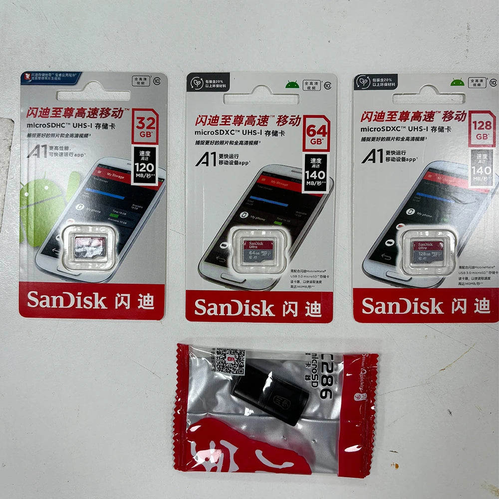 100% Original SanDisk Micro tf Card 256GB 128GB 64GB 32GB A1 Class 10 Memory Card UHS-1 TF Flash Card for Samrtphone/PC