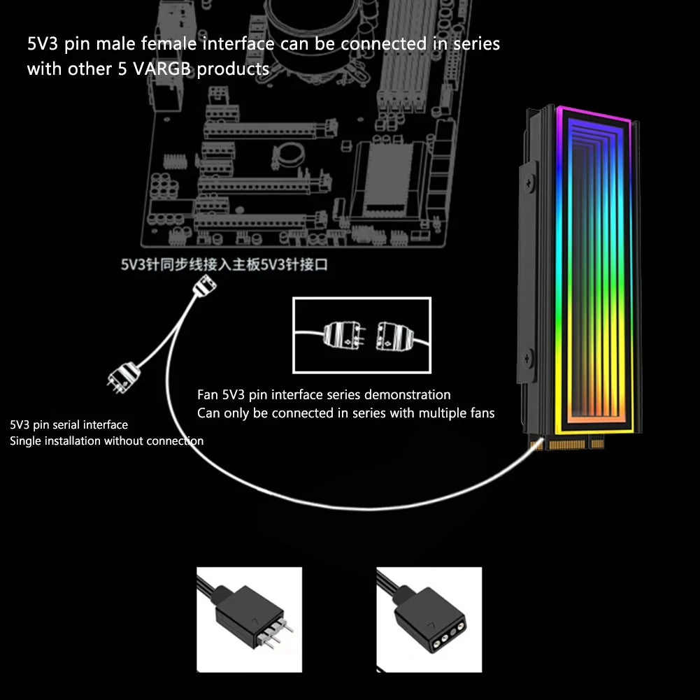5V/3Pin ARGB AURA Sync Computer 2280 SSD M2 Radiator Aluminum PC RGB M.2 Nvme Cooler Heatsink Solid State Drive Heat Sink Cooler