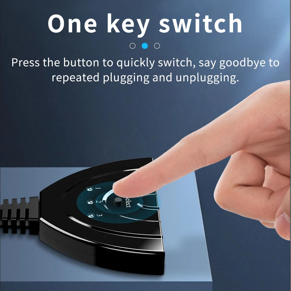 4K*2K 3 Port HDTV-compatible Switch 4K 3D VIdeo Switcher KVM Splitter 3 Input 1 Output Port Hub for Xbox PS4 DVD PC Laptop TV