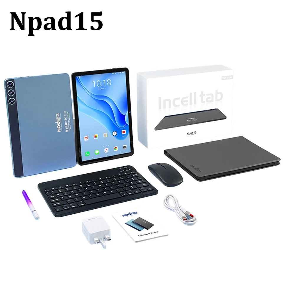 Npad15 Tablet 10.1'' FHD 12GB RAM+512GB ROM MTK6735 Core 1280*800 Display Android 14 5G WIFI 7000mAh Dual Camera Type-C Tablets