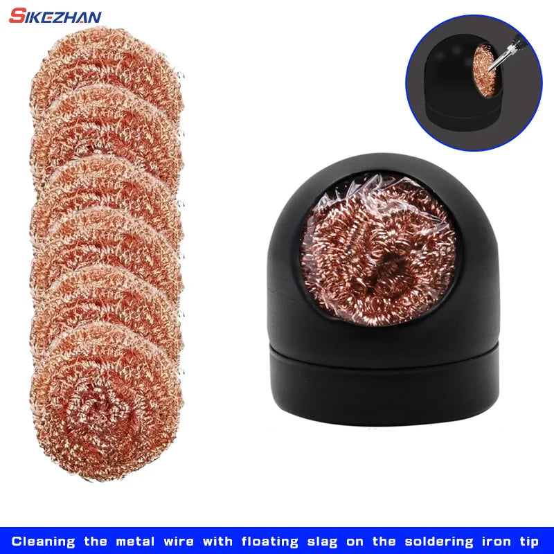 Metal Wire With Stand Set Welding Desoldering Soldering Solder Iron Tip Dross Cleaner Cleaning Steel Ball Mesh Filter Tin Remove