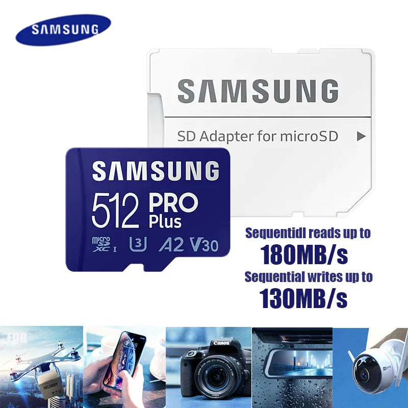 SAMSUNG Original Memory Card 64GB/U1/128GB/256GB/512GB SDXC Micro SD/TF Flash Cards MicroSD UHS-1 U3 4K For Phone Drone Camera