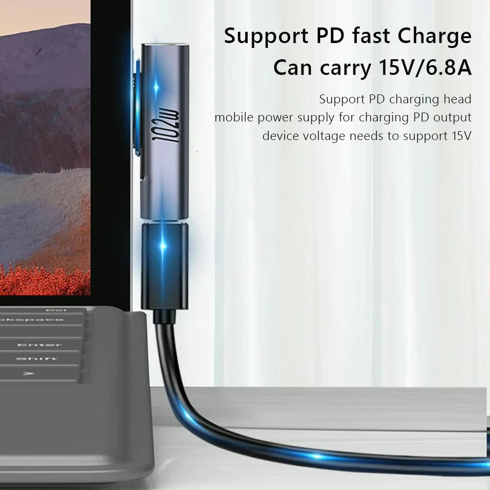 For Microsoft Surface Pro X 8 7 6 5 4 Go Book to Type C PD Adapter Tablet Fast Charging Plug Converter Magnetic Charger Adapter