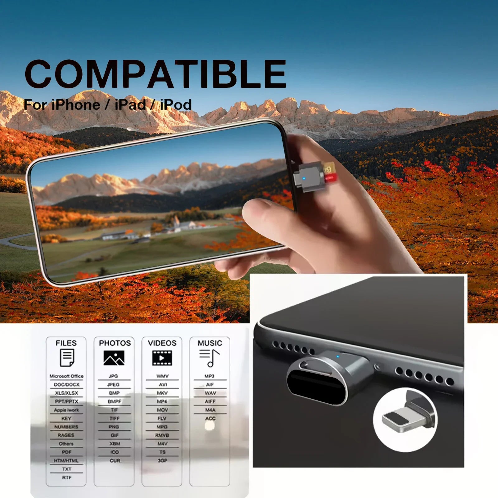 Micro TF SD Card Reader Converter For IPhone IPad OTG To Micro SD Card Reader Viewer Adapter Memory Card Reading Support IOS 13