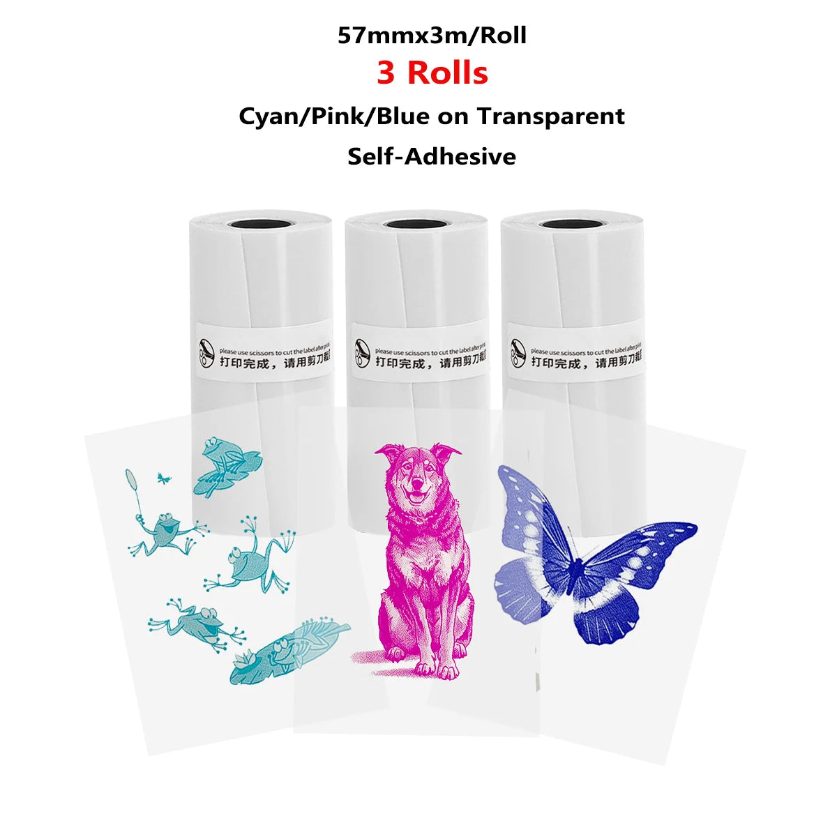 Mini Pocket Printer 5 Rolls Of Self-Adhesive Paper Portable Thermal Printer For Printer Suitable For Home Office Study And Work