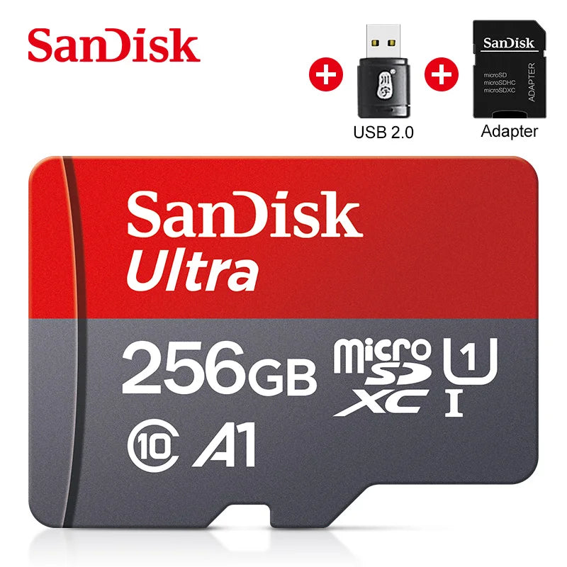 100% Original SanDisk Micro tf Card 256GB 128GB 64GB 32GB A1 Class 10 Memory Card UHS-1 TF Flash Card for Samrtphone/PC