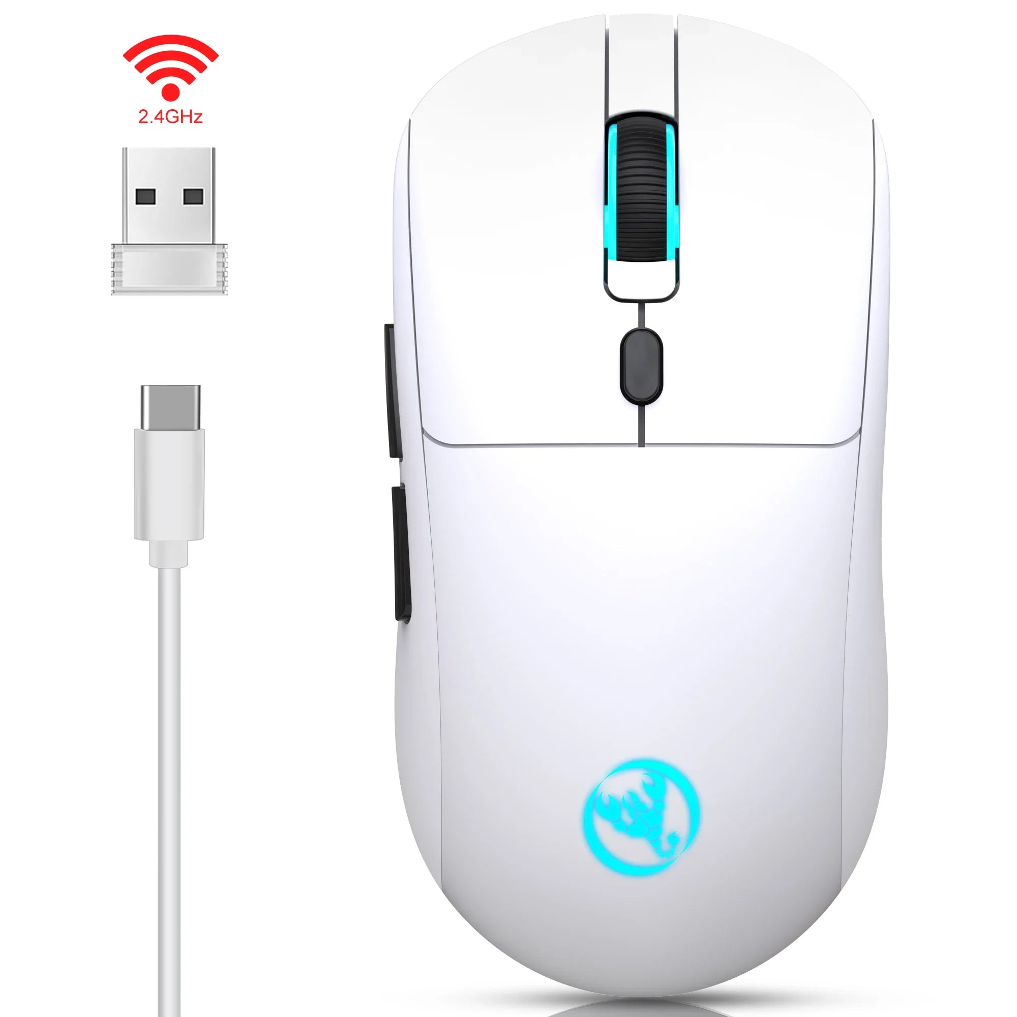 Rechargeable 2.4G USB Wireless Mouse Adjustable 3600dpi 7 Colors RGB Comfortable Mice for Home Office Laptop Computer Gamer
