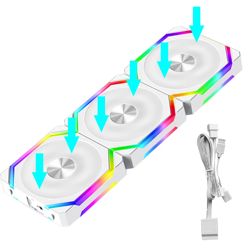 JUMPEAK CS120 ARGB Cooling Fan 360mm Modular Stackable Splicing PWM Silent 120mm RGB Fans Kit For Gaming PC Case Water Cooler