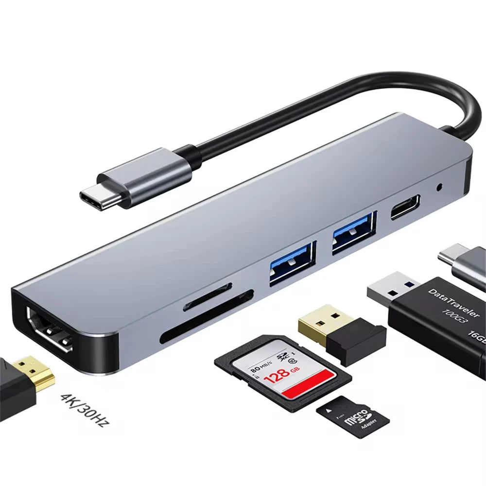 6 in 1 USB HUB C type-c HUB USB C to USB 3.0 HDTV-Compatible Dock for MacBook Pro For Nintendo Switch USB-C Type C 3.0 Splitter