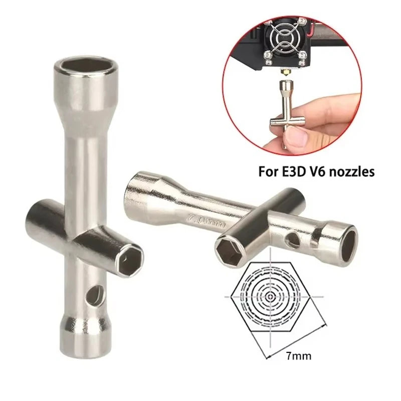 4 in 1 3D Printer Nozzle Tool M2 M2.5 M3 M4 Screw Nut Hexagonal Cross Wrench For E3D V5 V6 Bambu X1 P1 A1 Nozzle Mini Spanner