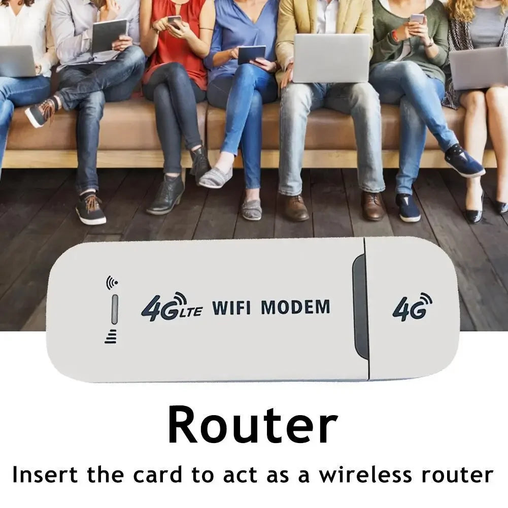 Portable 4G LTE Wireless WiFi Router 150Mbps USB Modem Dongle Mobile Broadband Hotspot with SIM Card Slot for Home Office