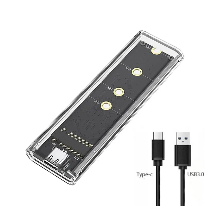 M.2 NVME PCIe /NGFF SATA /Dual Protocol SSD Case Clear USB Type C 10Gbps M2 SSD Transparent External Enclosure Hard Disk Box