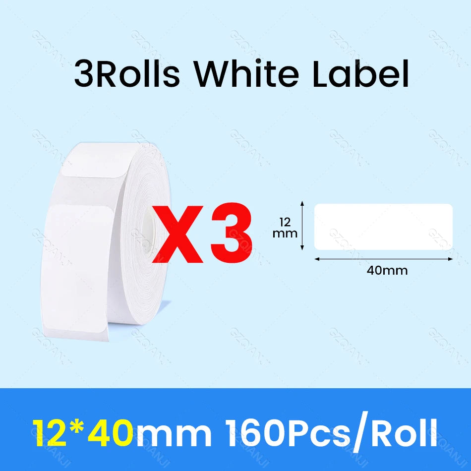 NiiMBOT D101 D11 D110 Label Thermal Sticker White Adhesive Paper Waterproof 3/5/10 Rolls Papers Cheapest official for Printer