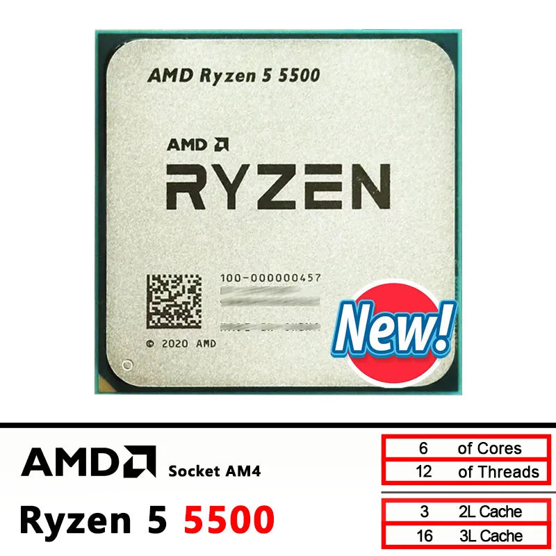 AMD New Ryzen 5 5500 CPU R5 5500  processor Socket AM4 but without cooler