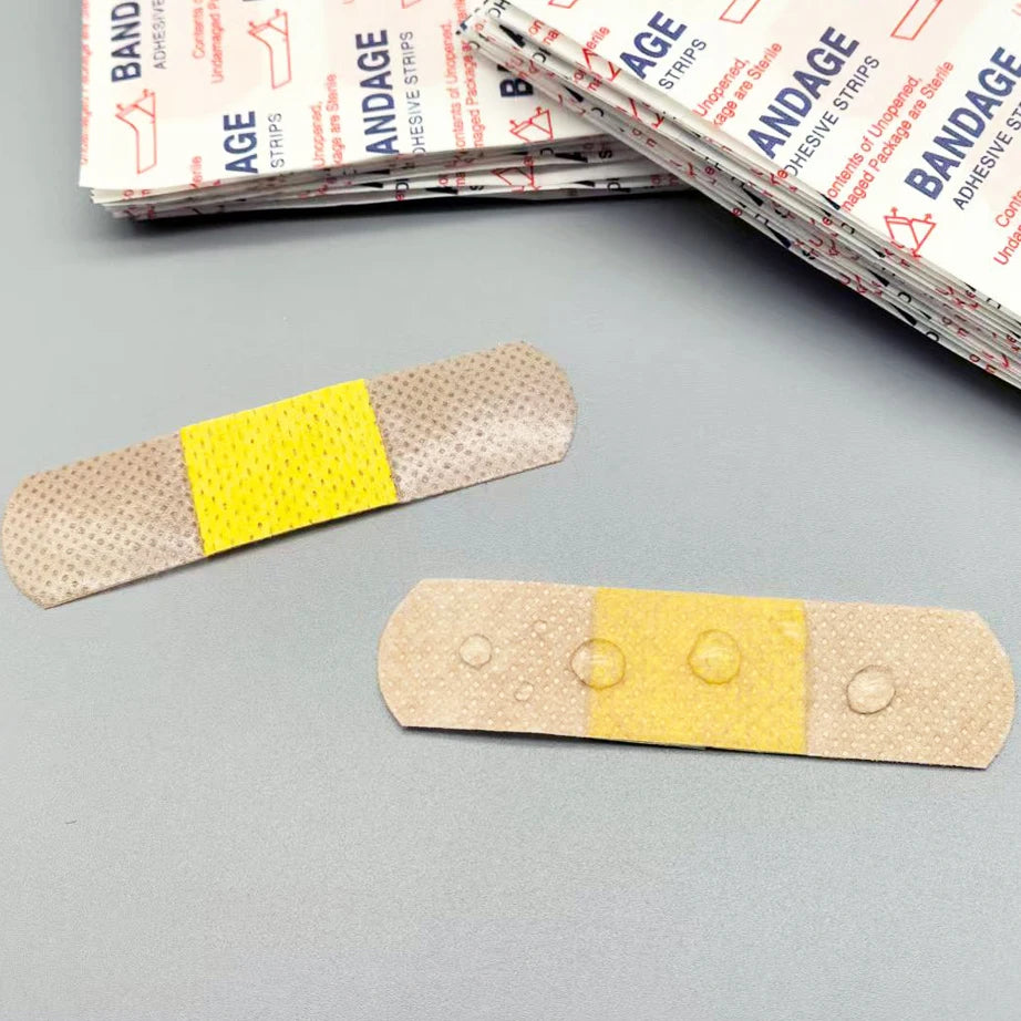 100Pcs Waterproof Breathable Cushion Adhesive Plaster Wound Hemostasis Sticker Band First Aid  Medical Gauze