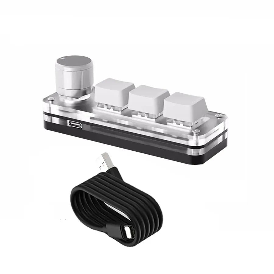 Macro Mechanical Keyboard RGB Mini Gaming Custom Programming Knob Keypads 3 Keys For Photoshop