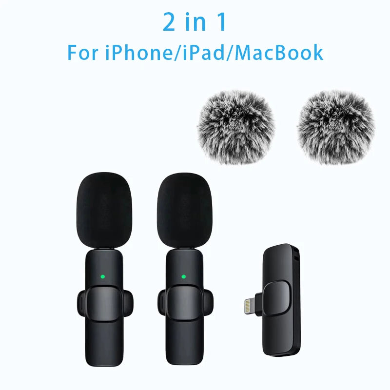 Mini Wireless Lavalier Microphone Windproof Wool Replaceable Lavalier Microphone for iPhone YouTube Vlog Audio Recording