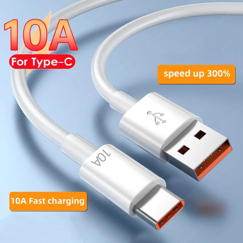 120W 10A Type C Cable Super Fast Charging Phone Charger Data Cord For Huawei Mate 40 50 Xiaomi Samsung USB C Quick Charge Cable