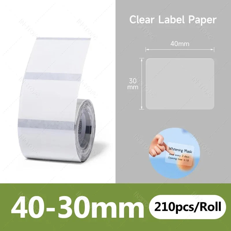 Original Niimbot B21/B1/B3S/B31 White Transparent Label Sticker Big Size Self-adhesive Waterproof Price Tag Thermal Paper