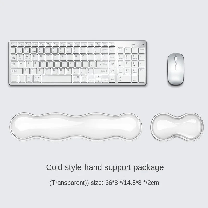 Mouse pad with wrist rest, keyboard rest, anti slip silicone transparent desktop office game console, mouse wrist rest