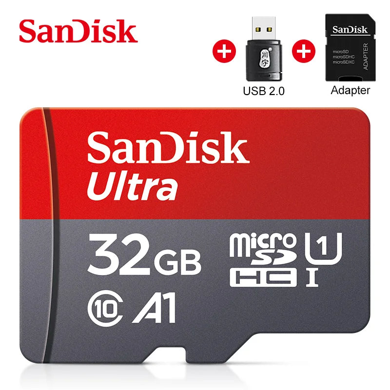 100% Original SanDisk Micro tf Card 256GB 128GB 64GB 32GB A1 Class 10 Memory Card UHS-1 TF Flash Card for Samrtphone/PC