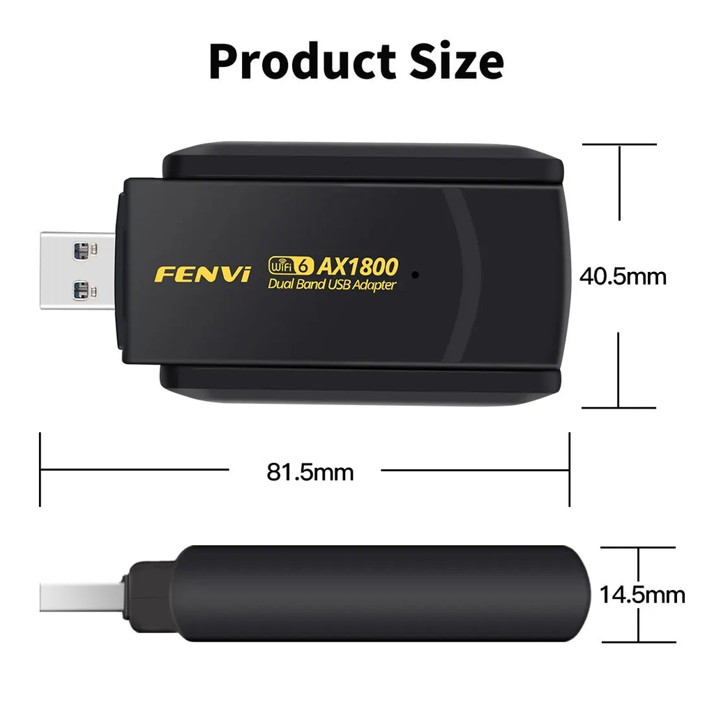 FENVI 1800Mbps WiFi 6 USB Adapter Dual Band 2.4G/5Ghz Wireless WiFi Receiver USB 3.0 Dongle Network Card For Laptop PC Win 10/11