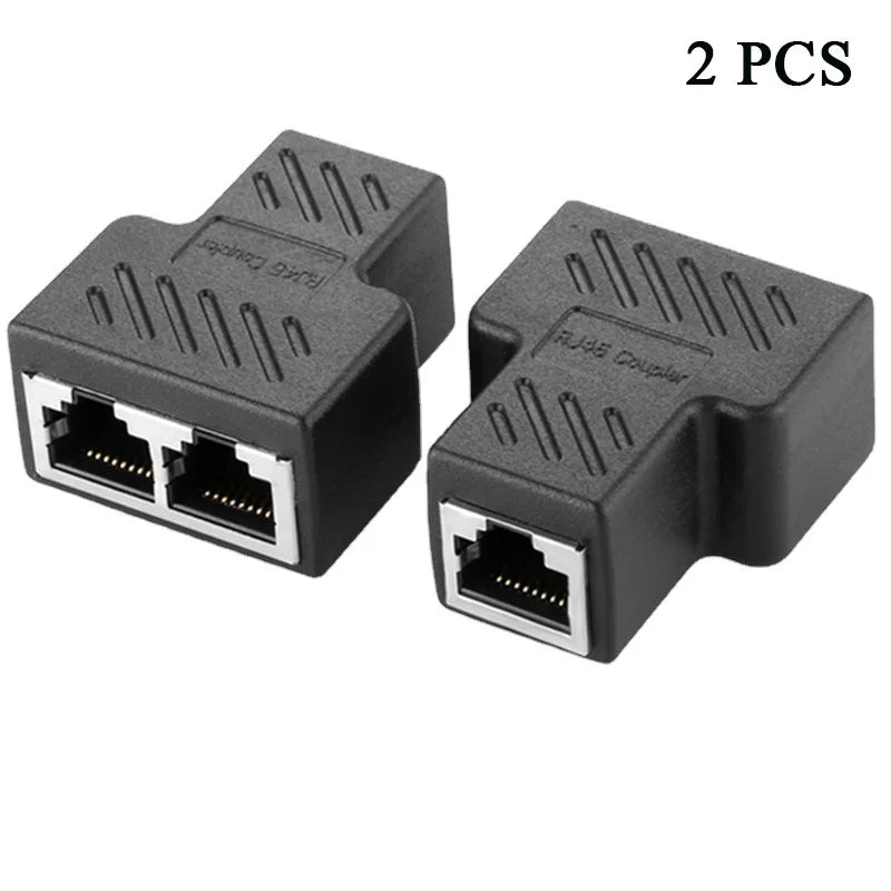 One To Two adapter For Ethernet Cable Splitter Rj45 8P8C PC Version Simultaneous Internet Access IPTV Broadband Three Way Conn