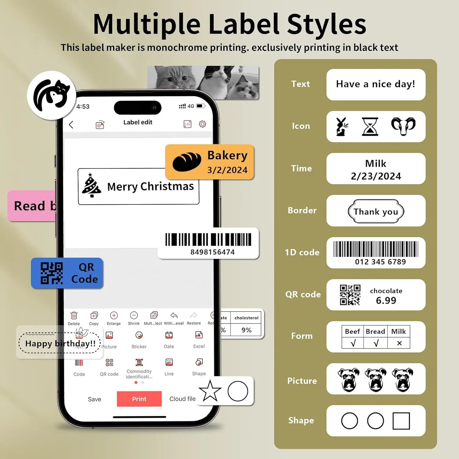 Marklife P15 Mini Portable Thermal Printer Without Ink Self-Adhesive Label Maker Printer For Stickers Labeller Labeling Machine