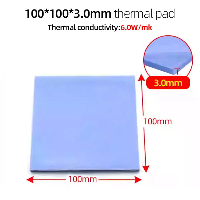 100mm 6.0W/mK PC Computer Processor GPU CPU Heatsink Cooling Thermal Pad High Performance 0.5/1/1.5/2/2.5/3mm Multi Thickness